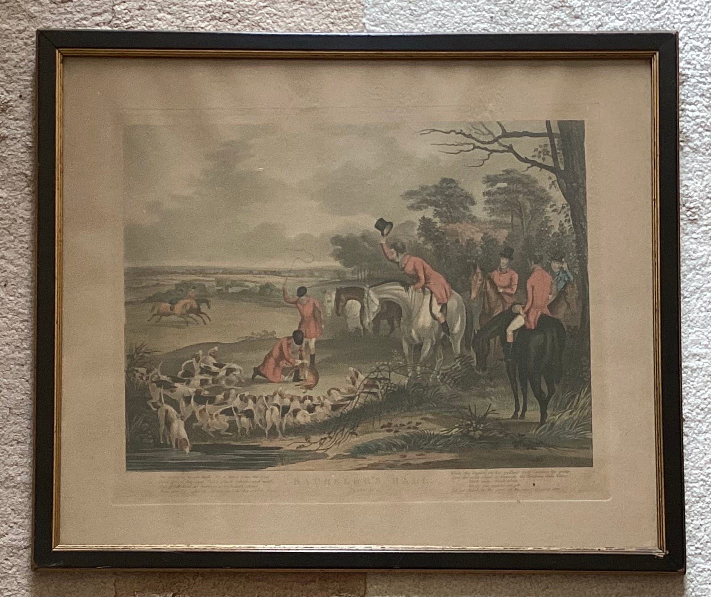Antique Hand Painted Etching by F.C. Turner, Bachelor's Hall