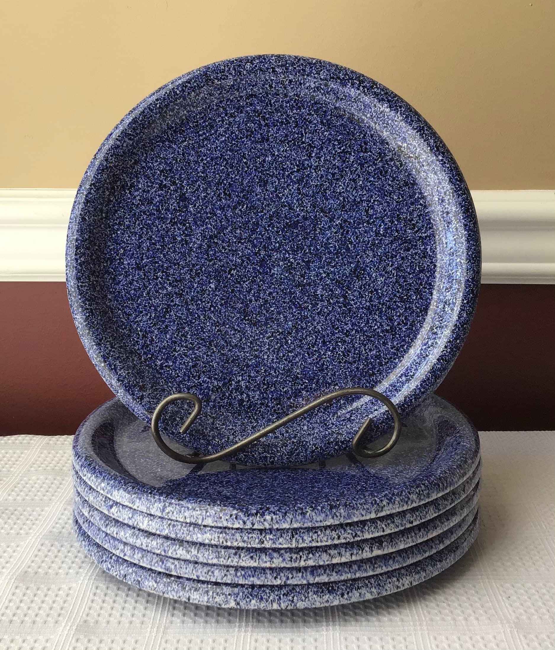 Lot Of 6 Vintage Heavy Stoneware Dinner Plates American Etsy