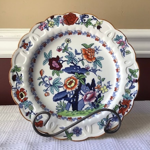 Antique Hand Painted Porcelain Floral Plate, 9” W
