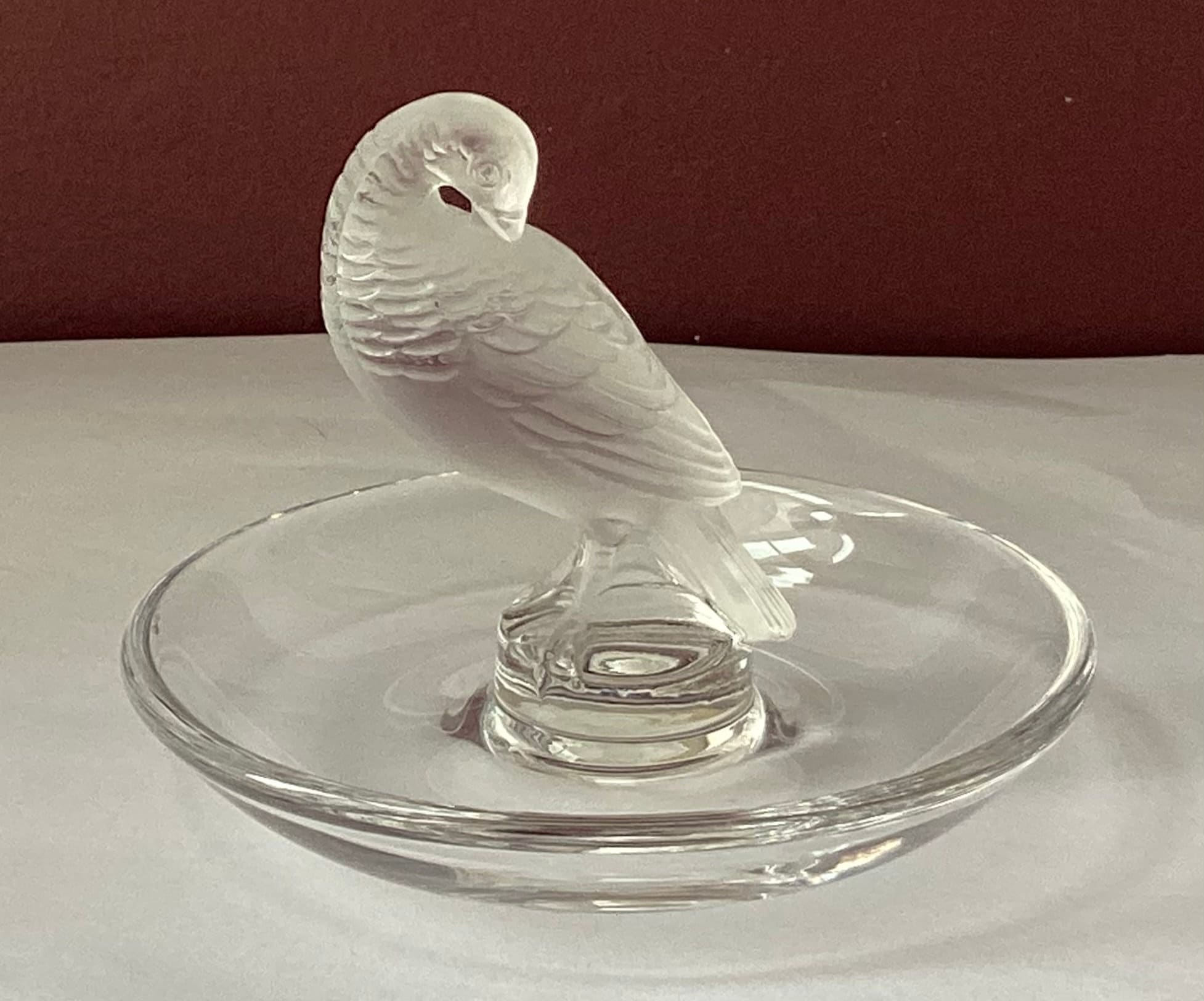 Exquisite Signed Vintage Lalique Crystal Pigeon Gand