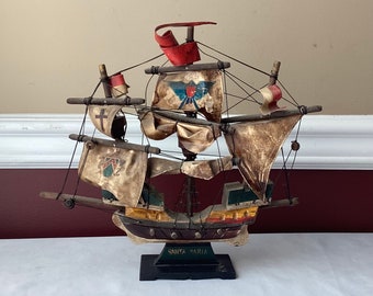 Bateau à voile en bois VTG modèle Santa Maria (Navire Christophe Colomb), 11,5" L