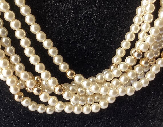 Vintage 5-Strand Faux Pearl Necklace - image 2