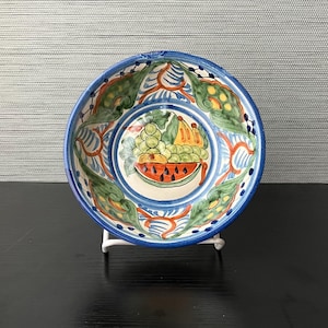 VTG Mexican Talavera Hand Painted Ceramic Pottery Wall Bowl Decor, Fruit Motif