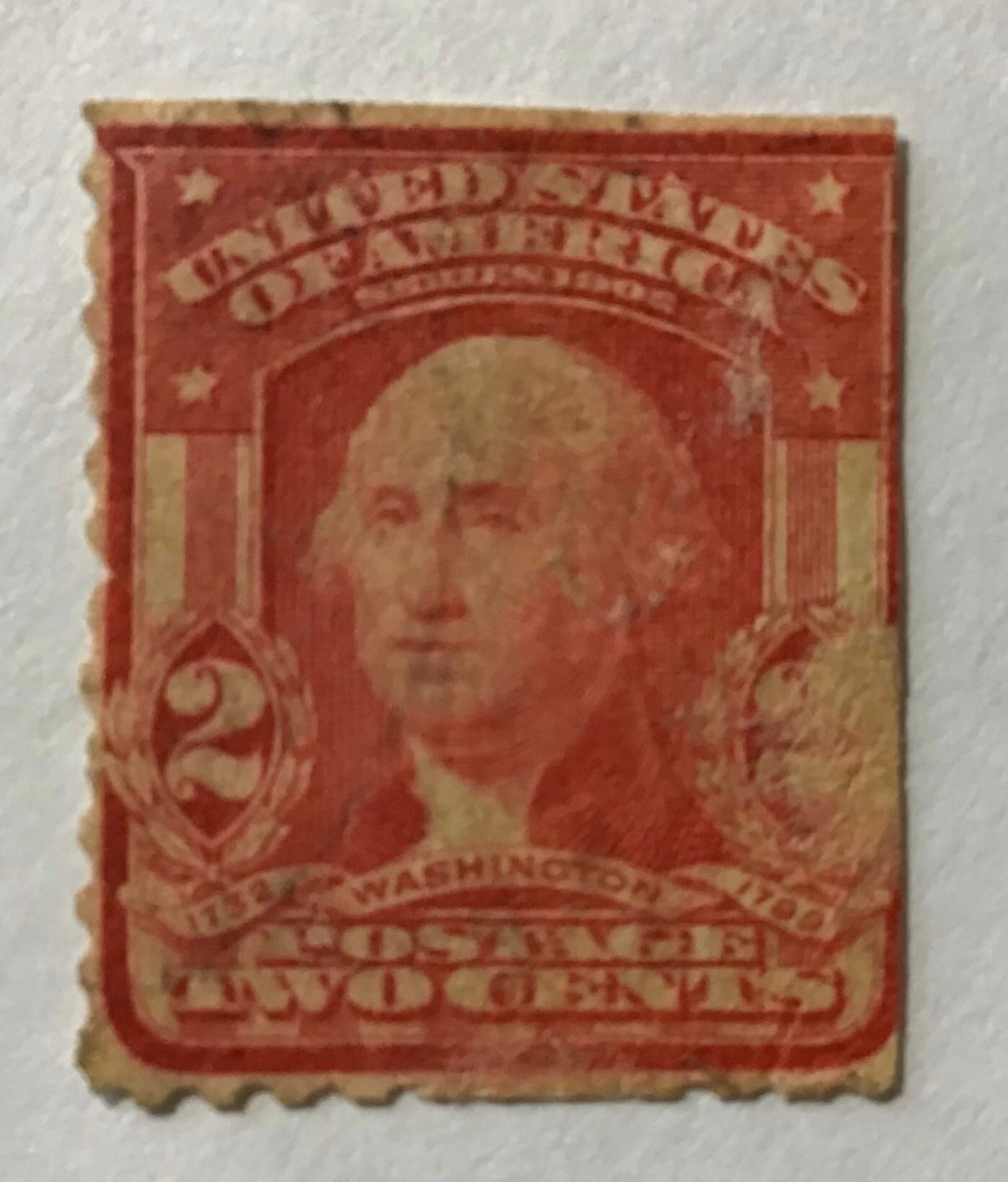 USAジョージ・ワシントン2セント USA George Washington 2 Cents Red Coil of 2x Used Postage