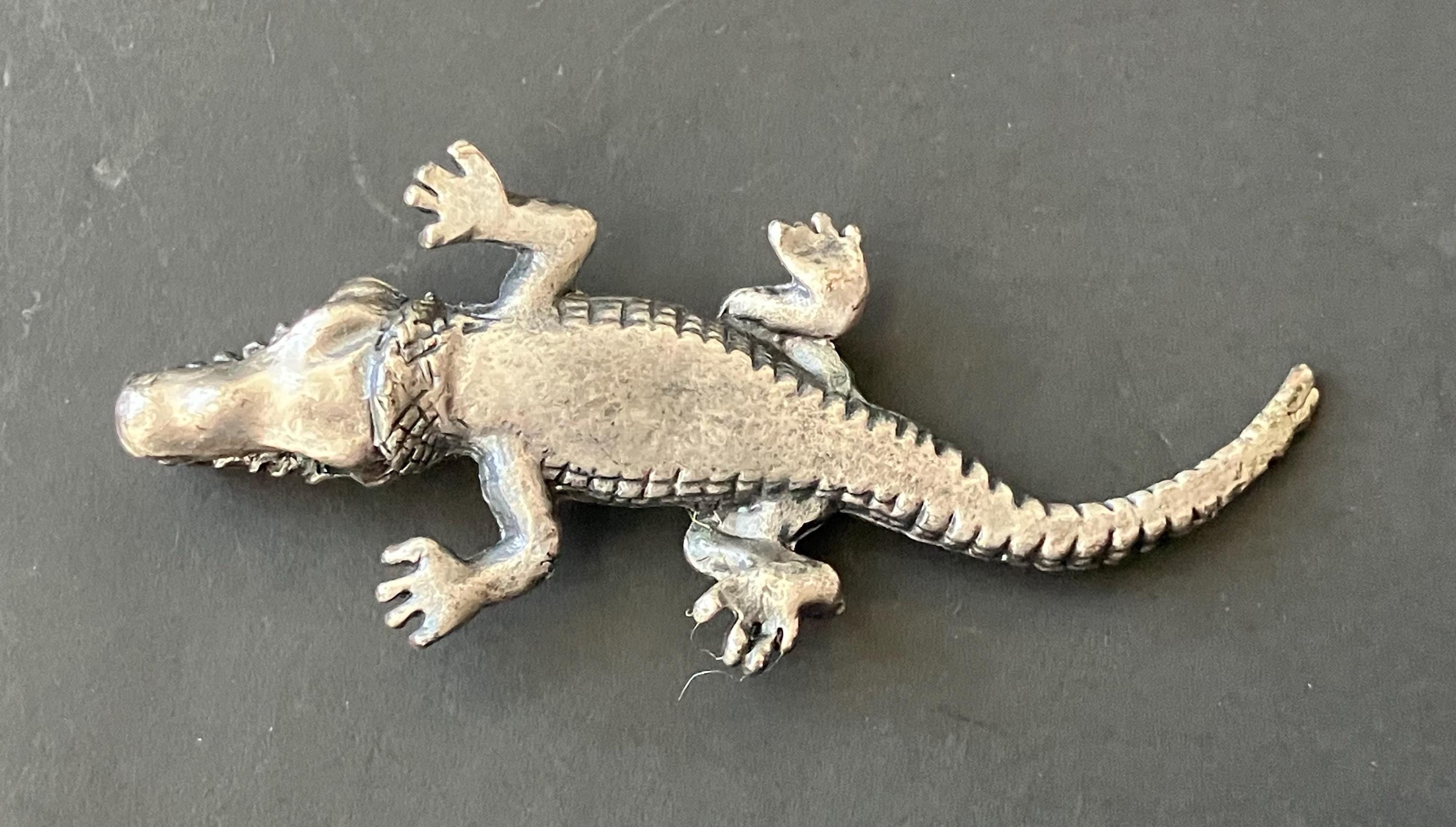 Vintage Miniature Pewter Crocodile/ Alligator Figurine, Unmarked