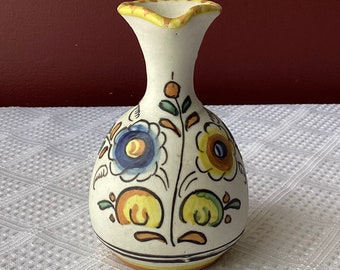 Vintage Mexican Handmade Talavera Pottery Pair of Vases Vibrant
