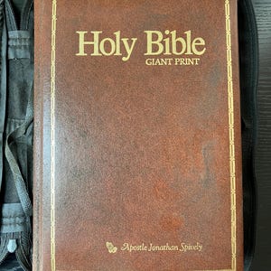 Vintage Holy Bible with Giant Print in Protective Faux Leather Case, 1976