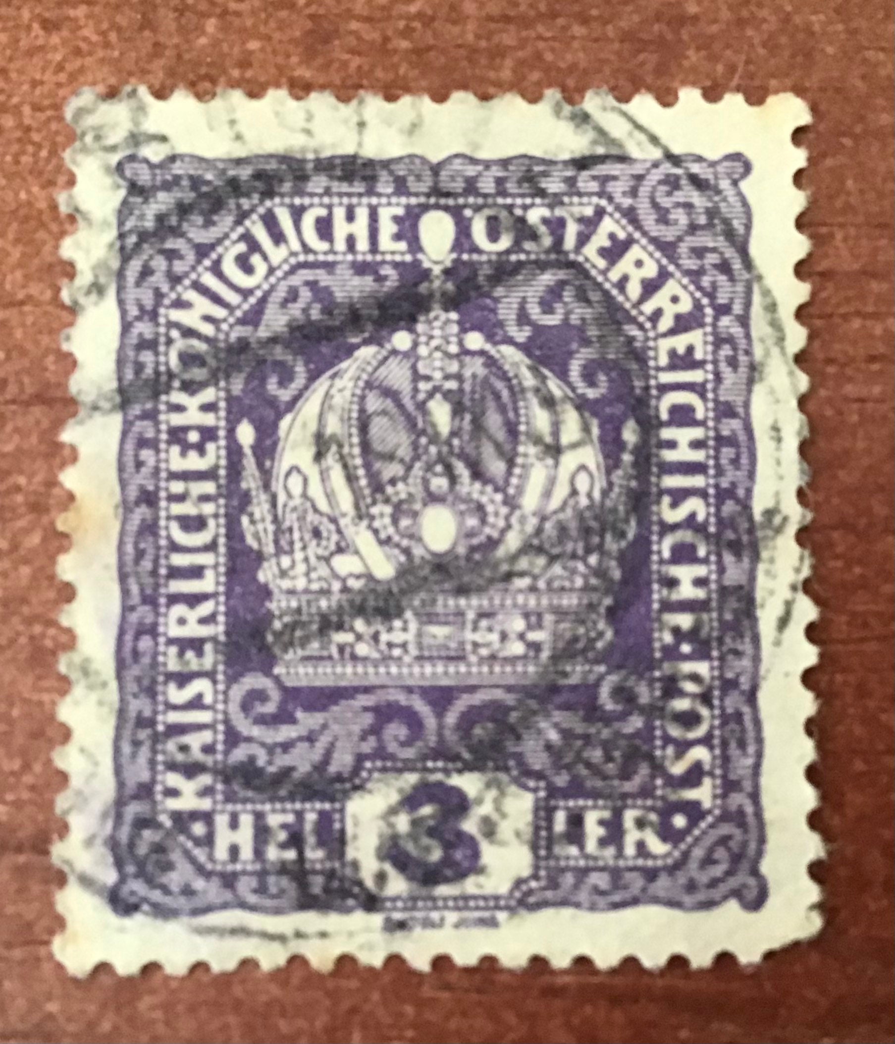 Austria Royal Post Kaiser Liche 3 Heller 1916 Postage Stamp, Lot