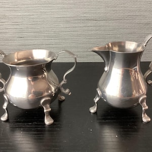 Vintage Williamsburg Stieff Pewter Creamer and Sugar