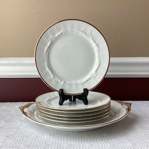 VTG Rosenthal Selb Bravia Porcelain Handled Cake Tray & 6 Dessert Plates