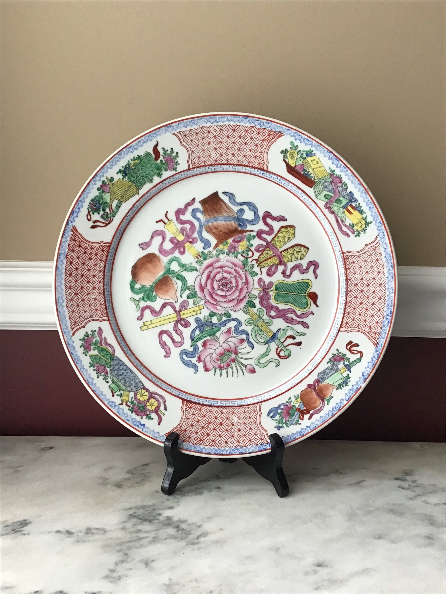 Vintage Japanese Porcelain Plate Hand Painted In Hong Kong 12 Etsy