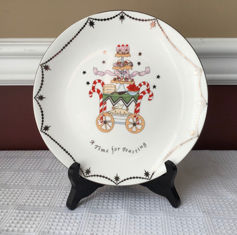 Vintage Lenox Merry & Bright Porcelain Christmas Dessert Plate Fine Art