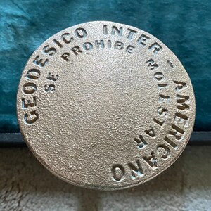 Vintage United States Border Bronze Concrete Marker In Spanish Language