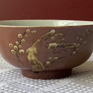 Antique Japanese Meiji Period Porcelain Rice Bowl, Marked Inside