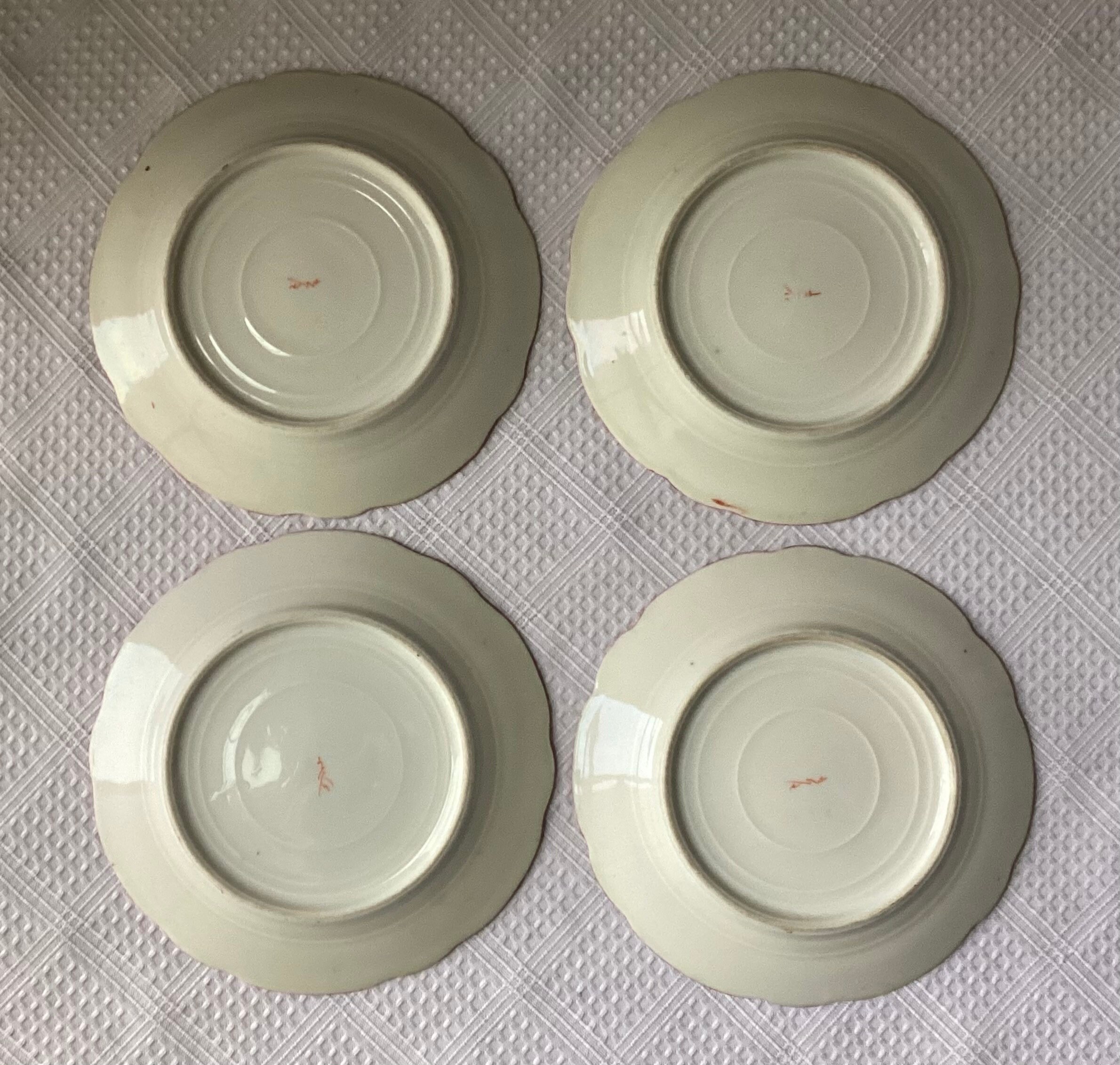 Set of 4 Vintage Japanese Porcelain Figural Plates, Marked, 6 1/4