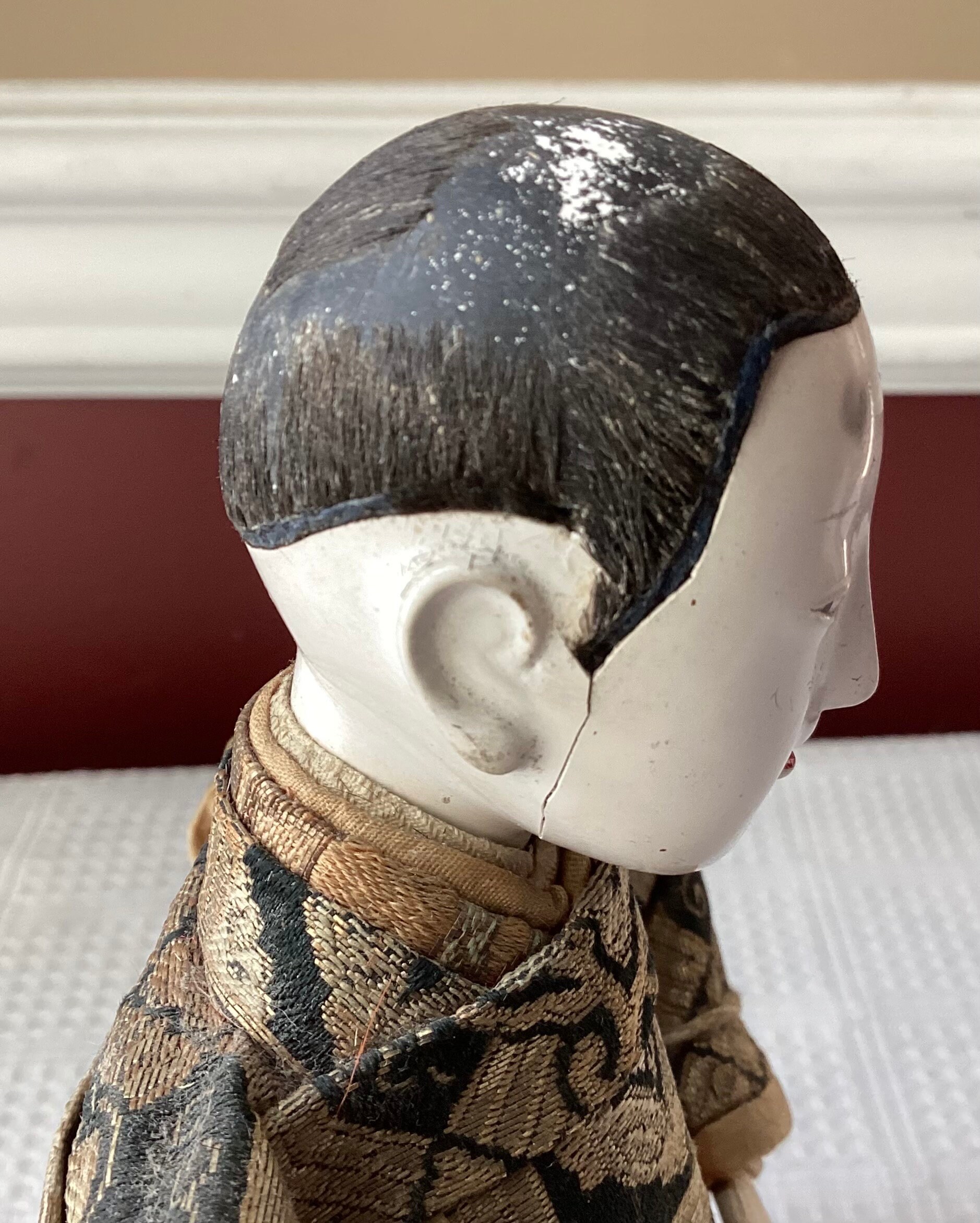 Poupée Japonaise Vintage Samouraï Avec Canne à Pêche – Objet Décoratif Unique, Fabriqué Au Japon