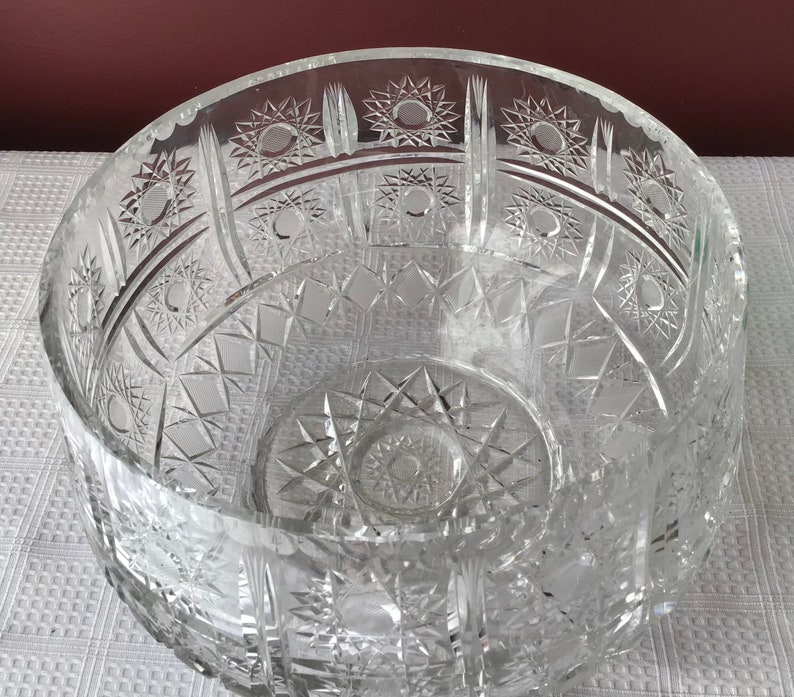 Large and Heavy Vintage Crystal Centerpiece Bowl 9 1/2 W 9 Etsy