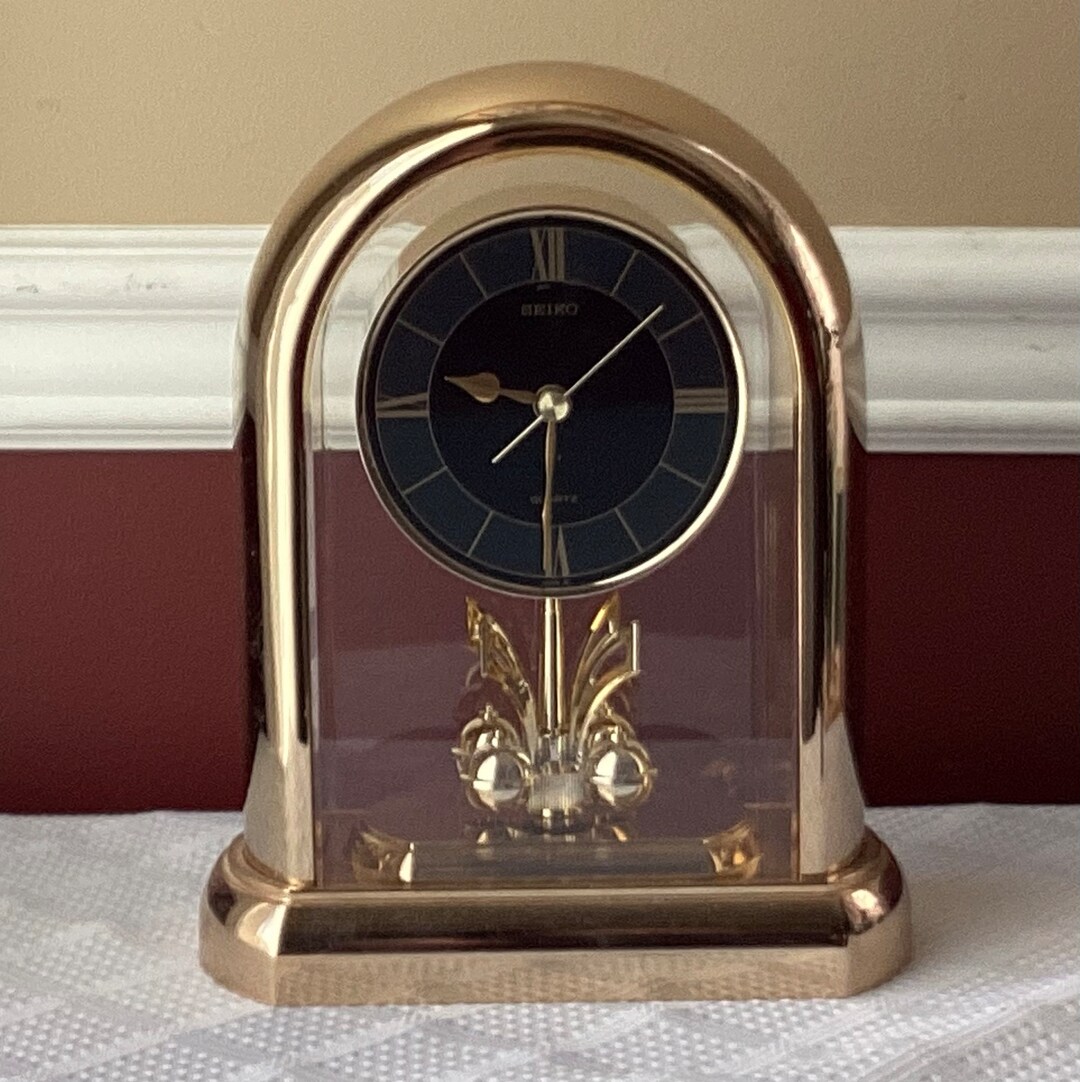 Seiko Quartz Anniversary Gold Tone Mantel Clock With Rotating Etsy