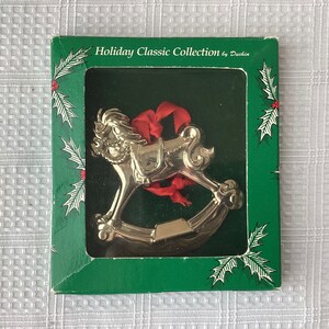VTG Duchin Rocking Horse Christmas Tree Ornament With 24 K Gold Finish, In Box