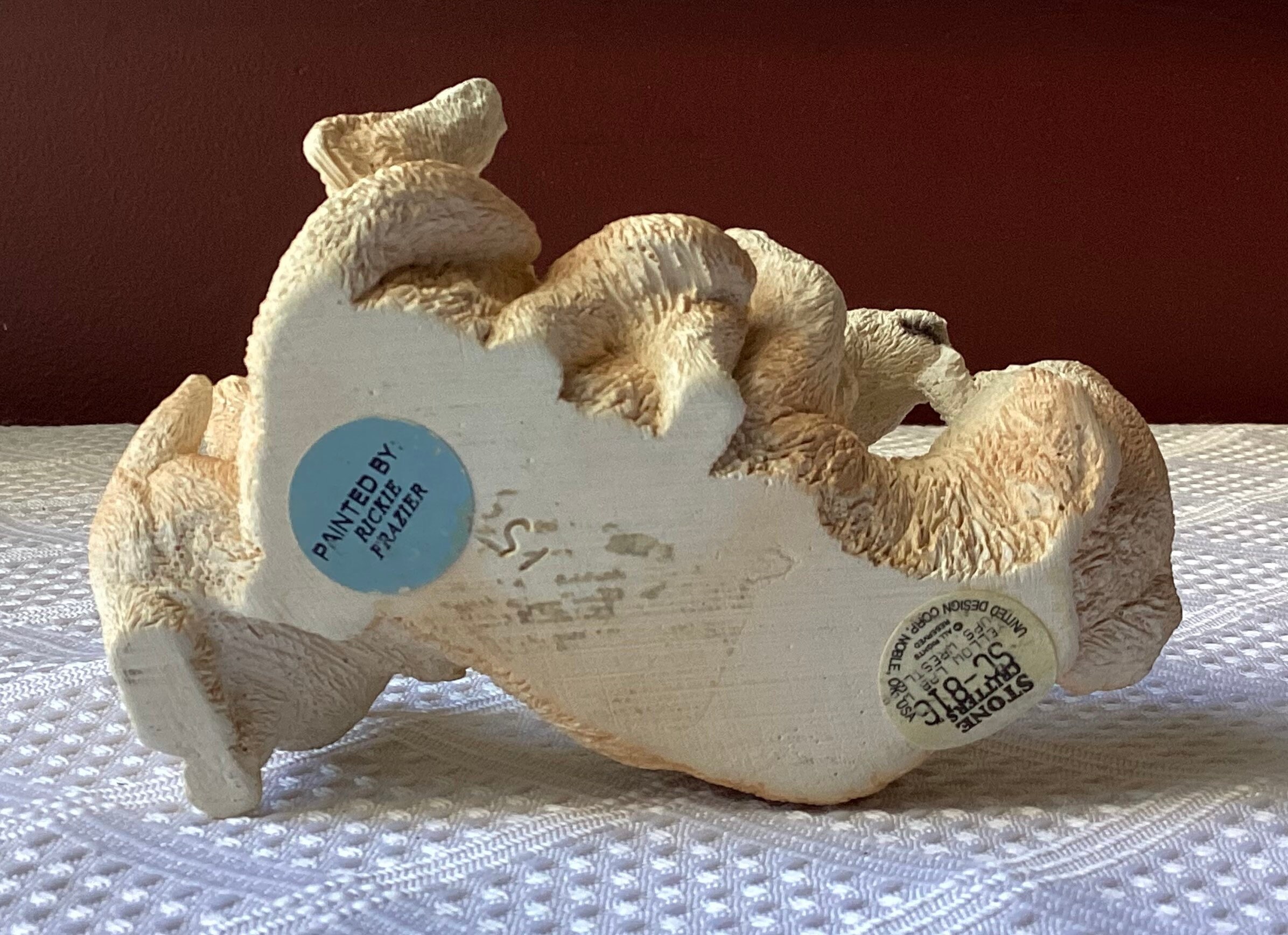 Vintage Stone Critters Yellow Lab Wrestles Figurine, United Design