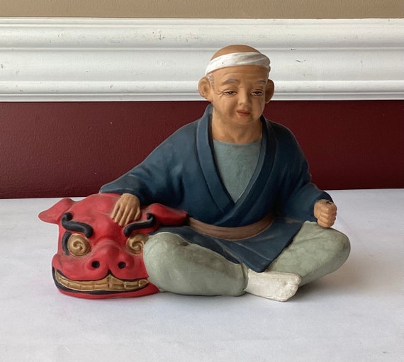 Buy VTG Japanese Ceramic Hakata Doll Man With Lion Mask Unmarked