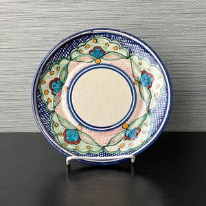 Vintage Mexican Talavera Hand Painted Ceramic Pottery Plate Decor, 7 5/8&quot; W