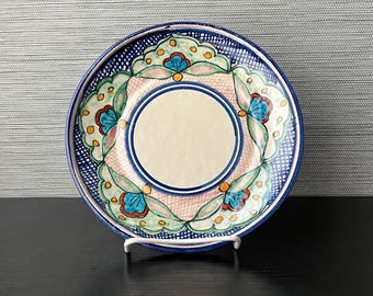 Vintage Mexican Talavera Hand Painted Ceramic Pottery Plate Decor, 7 5/8" W