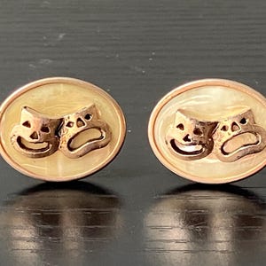 Pair Of VTG Anson Pat. Pend Cufflinks  Comedy & Tragedy (Happy-Sad)