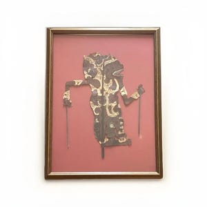 Vintage Indonesian Wayang Kulit Shadow Puppet Framed