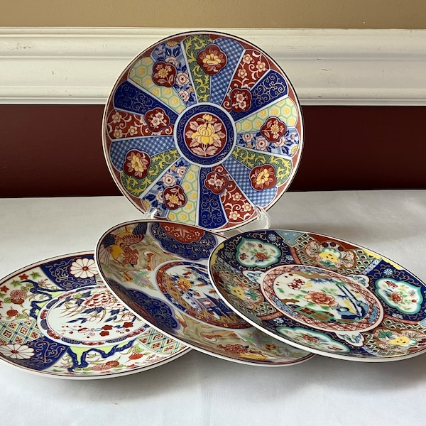 Set of 4 VTG Japanese Imari Porcelain Plates, Various Designs, Marked, 6 3/8" W