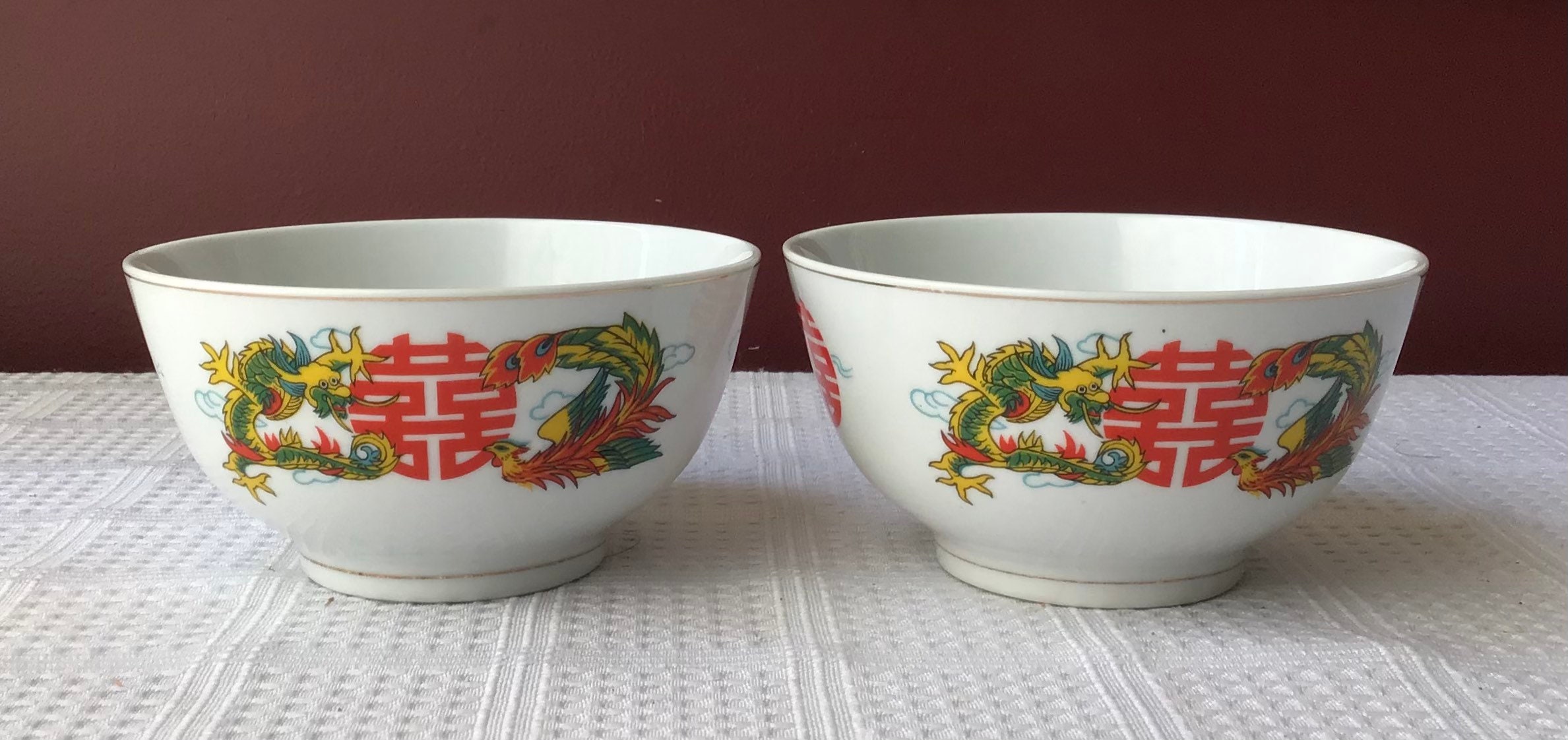 Pair of 2 Vintage Chinese Porcelain Rice Bowls Chinese Etsy UK