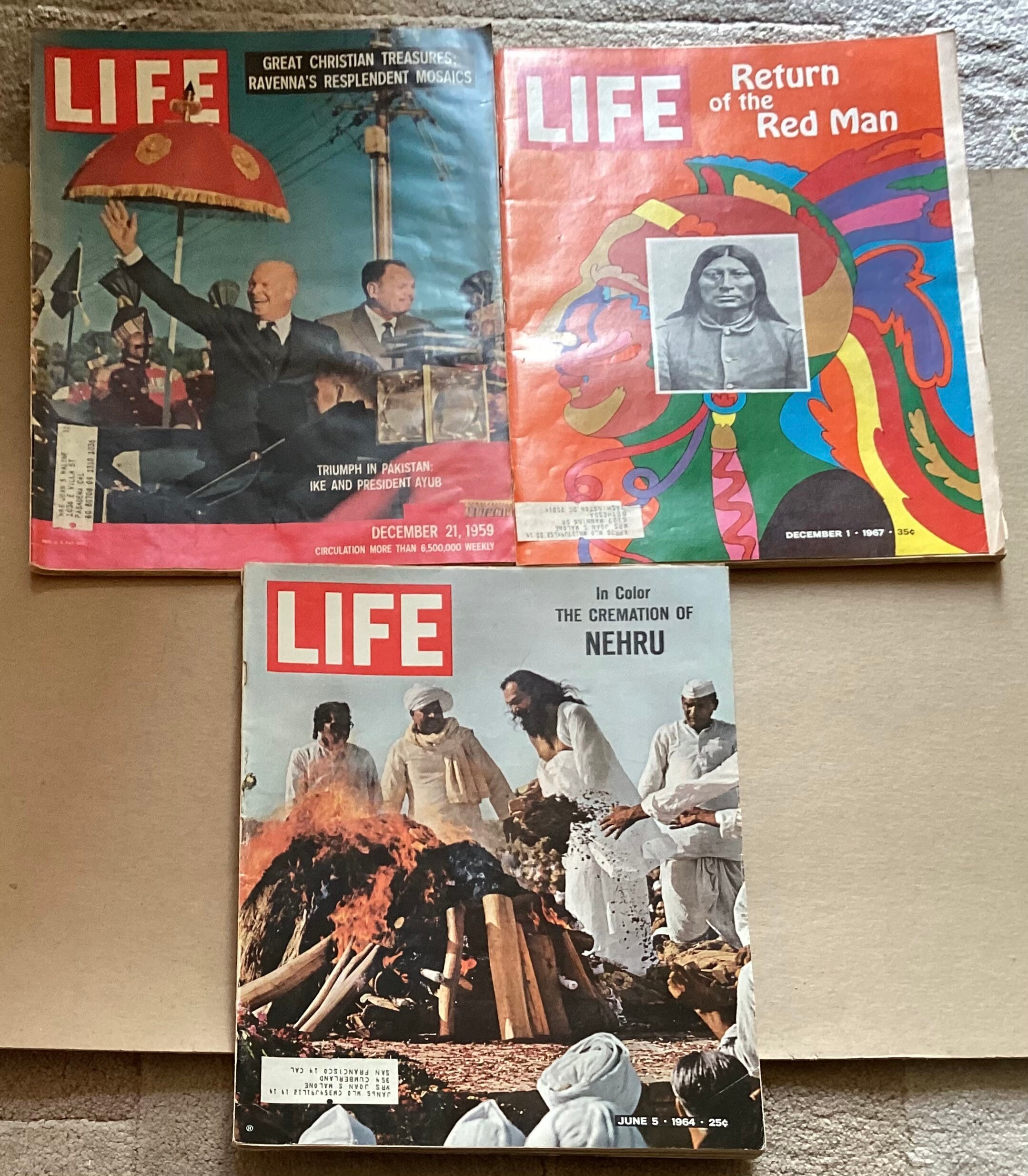 Lot of 3 VTG Life Magazines Dec 1st 1957, Dec 21th 1959 & June 5th