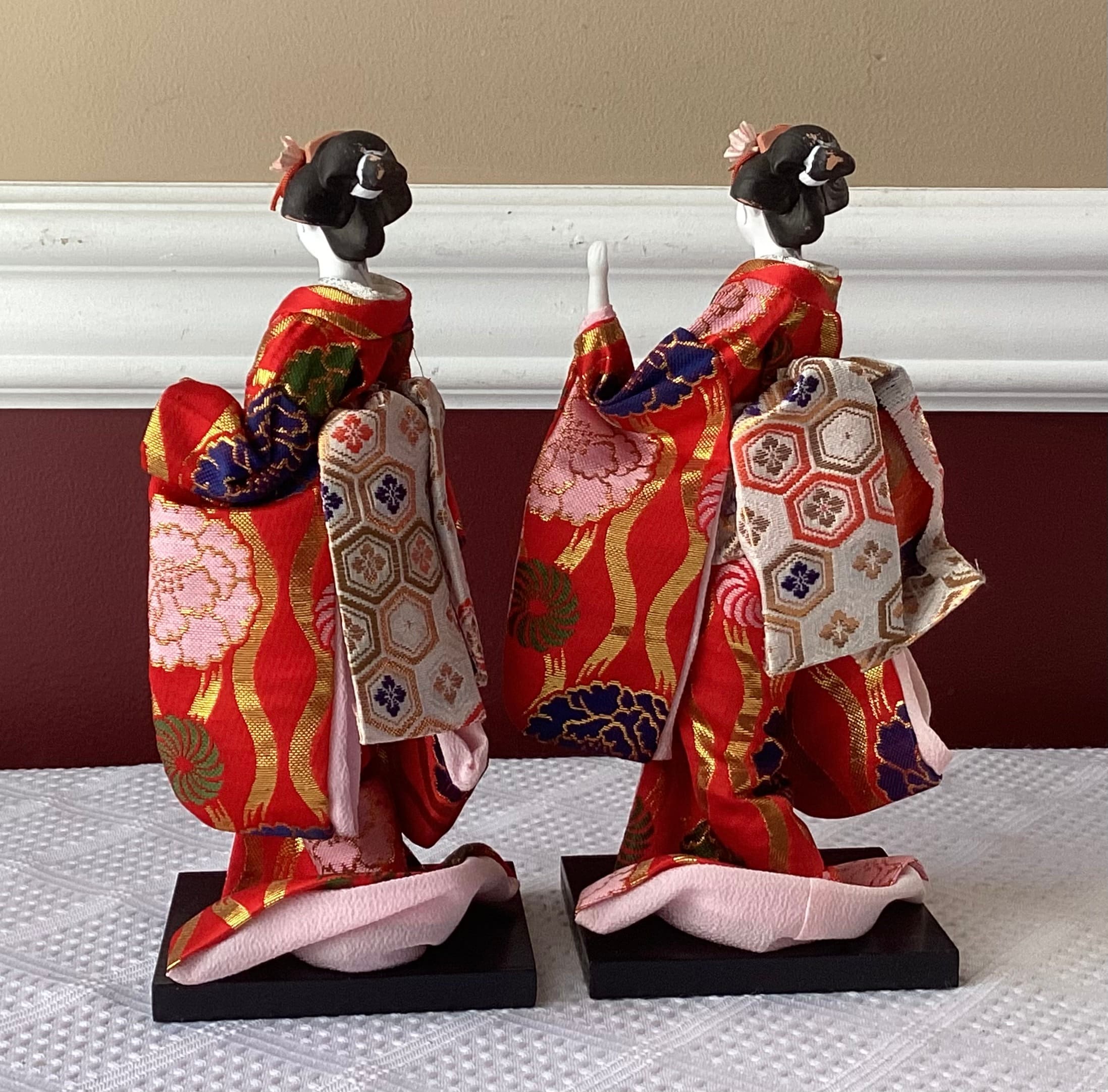 * vintage doll ୨୧ * 陶器製 愛らしい 女の子の フィギュア Pair of Vintage Japanese Traditional Dolls, Ladies in Kimono