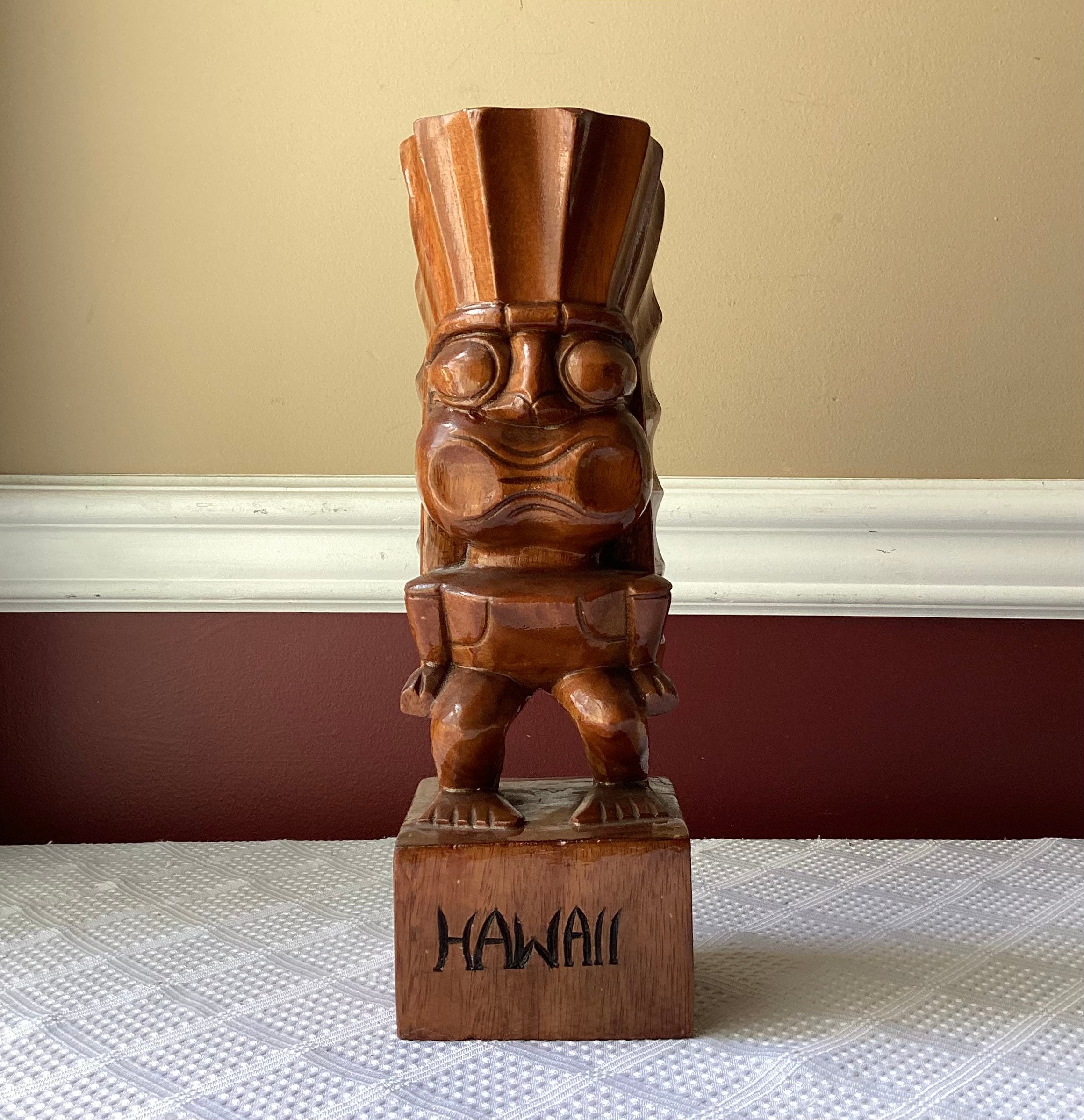 Vintage Hawaiian Tiki Wooden Statue, 12 1/8” Tall, Heavy - Etsy