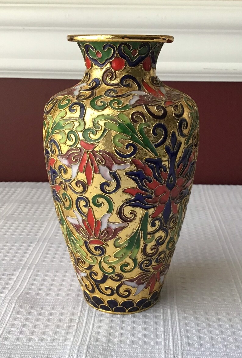 Vintage Chinese Cloisonn\u00e9 Vase