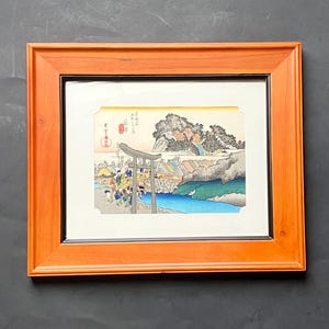 Vintage Hiroshige Woodblock Print, Fujisawa, one of the Tokaido 53 stations