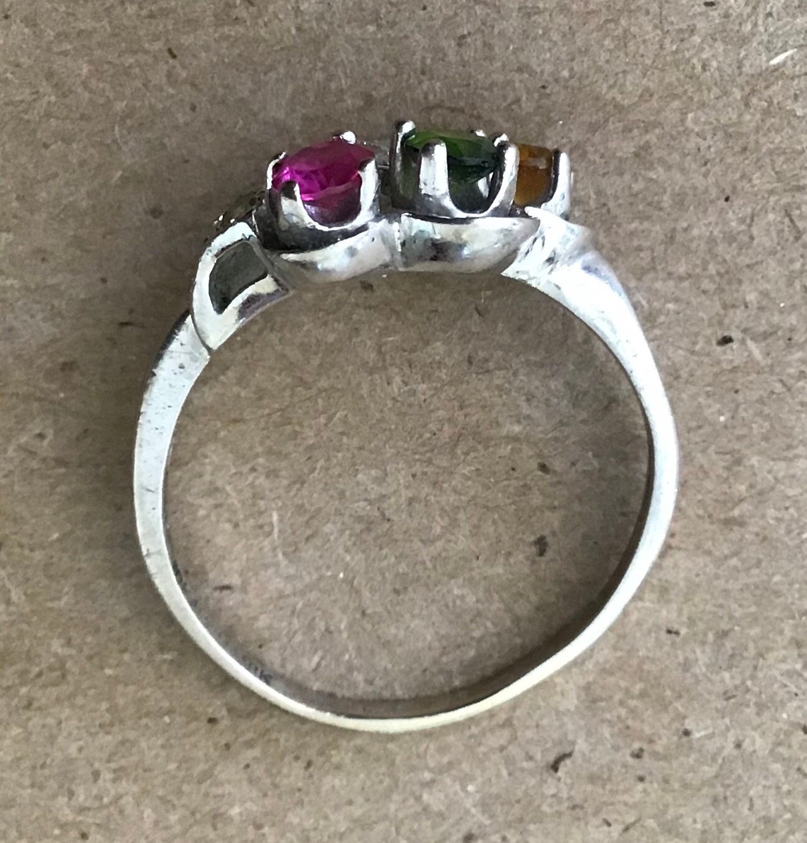 10k Hallmark Ladies White Gold Ring With Clear and Colorful - Etsy