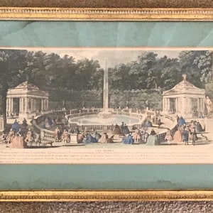 Antique Colored Engraving (1730) by Listed French Artist Jacques Rigaud (1680-1754), Les Dome