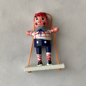 VTG Raggedy Andie Wooden Tree Ornament/ VTG Christmas Decor, 2 5/8&quot; Tall
