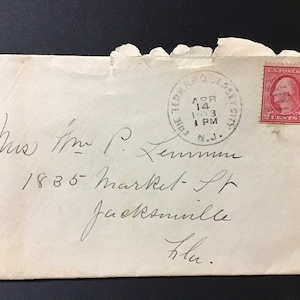 George Washington 2 Cent Stamp, Rose, Envelope Postmarked Apr 14-1913
