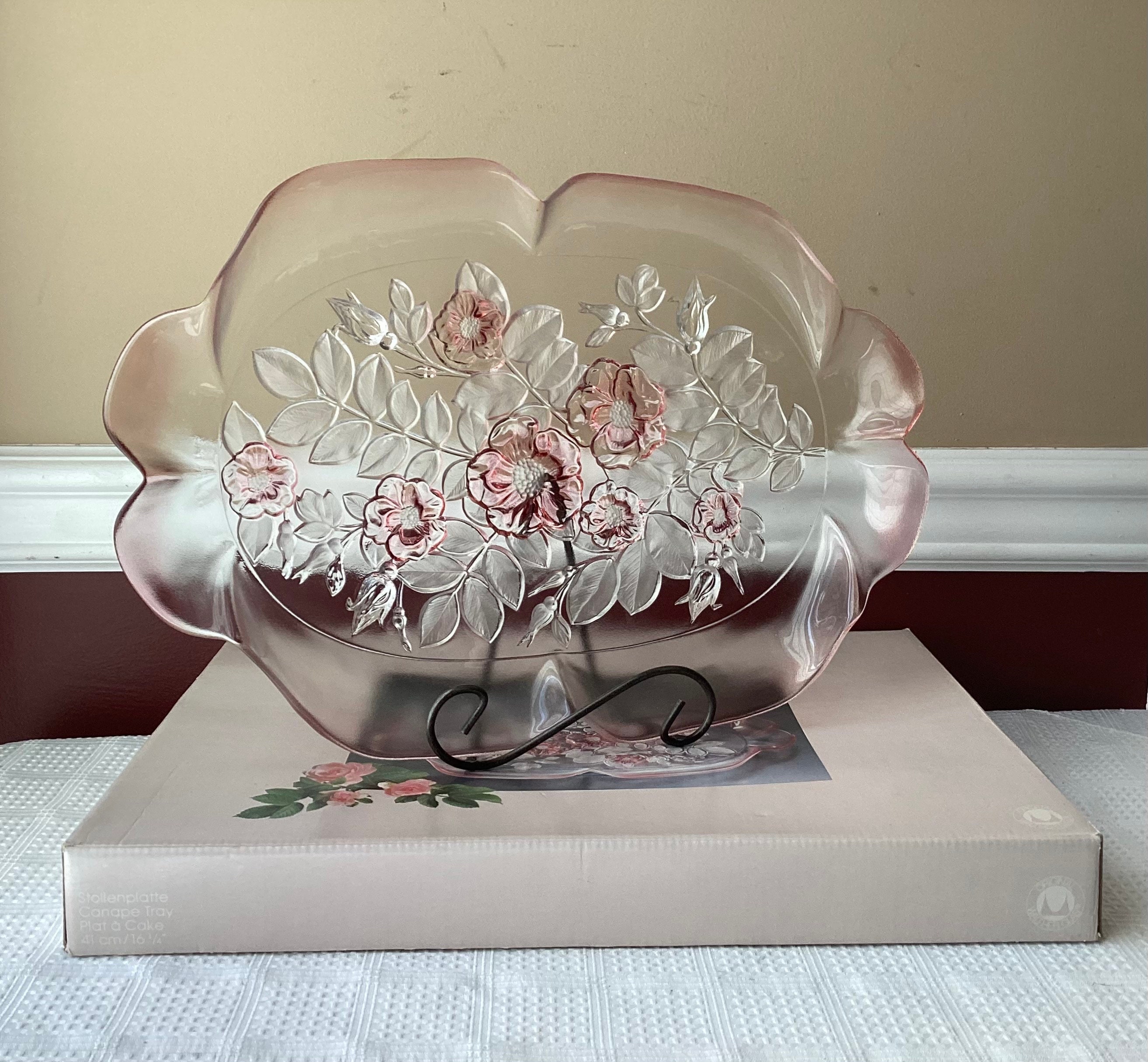 VTG Walther Glass Rosella Cake Tray With Box, Made in W. Germany 