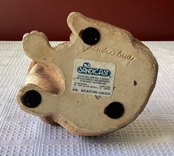 Vintage Sandicast Sit Kitten - Calico Cat Figurine, Handcast