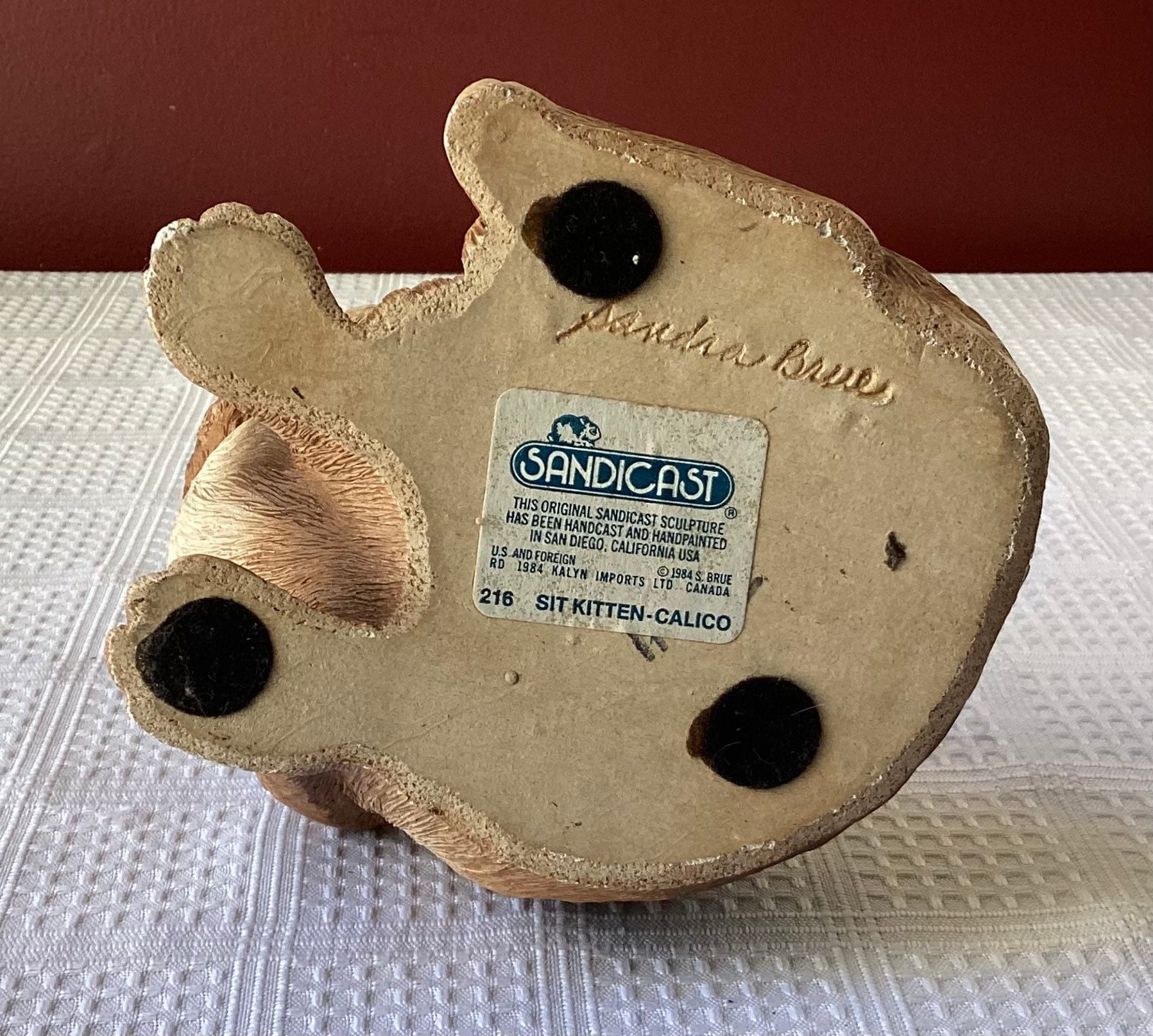 Vintage Sandicast Sit Kitten - Calico Cat Figurine, Handcast