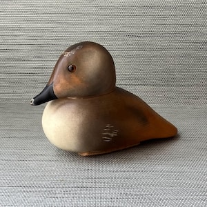 VTG Wooden Carved Puddle Duck Figurine By American Artist John J. Barto, 1993