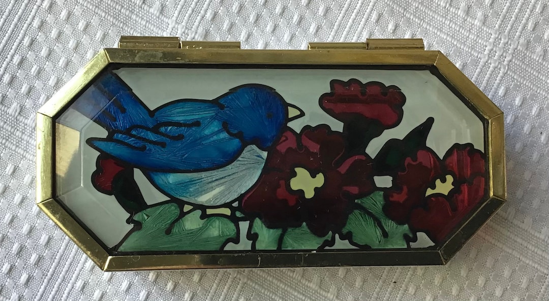 ステンドグラス／ジョン・ベーカー デザイン／Joan Baker Designs Vintage Joan Baker Designs Hand Painted Stained Glass & Brass
