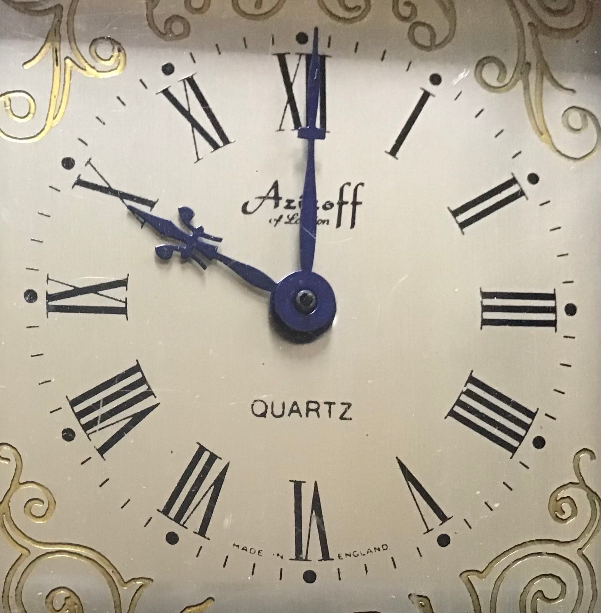 Vintage Azizoff Quartz Table Clock Made in England, Jade