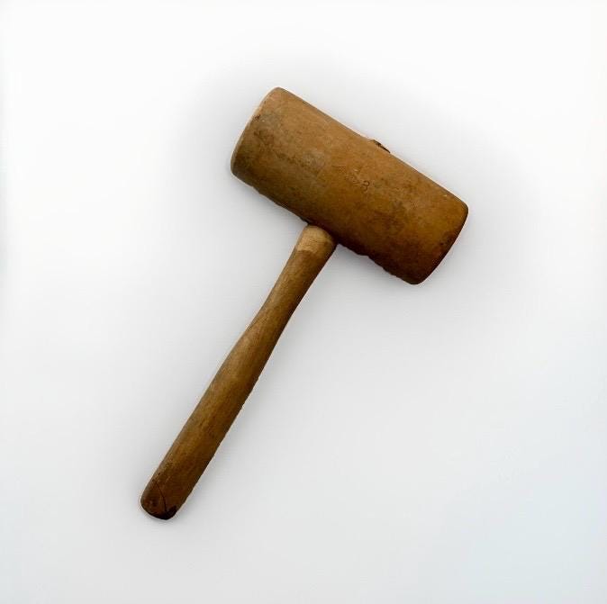 Vintage Wooden Gavel/ Mallet, 10 3/4" Long