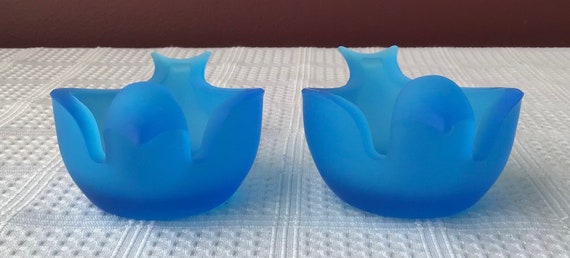Pair Of Translucent Frosted Bird-Shape Trinket Di… - image 5