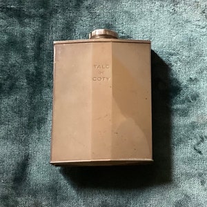 Antique Original French Talc De Coty Silver Tone Metal Bottle