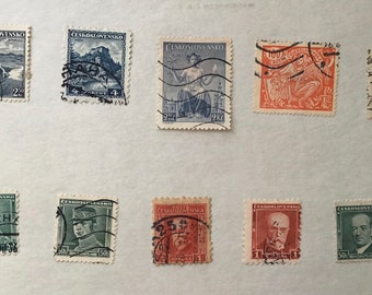 Tchécoslovaquie, lot de 10 timbres-poste anciens, Tchécoslovaquie